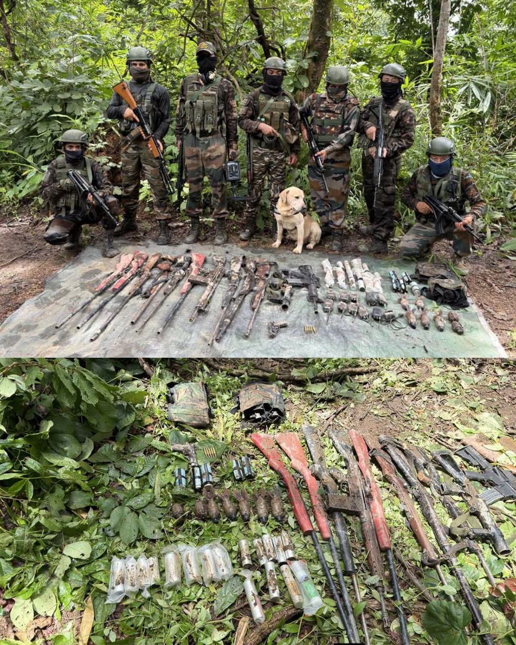 Large Cache of Weapons, Ammunition and Drone Bombs Seized in Manipur